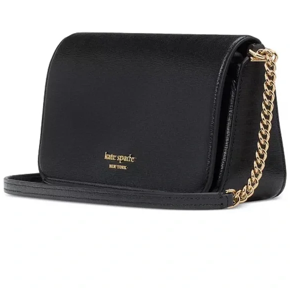 Kate Spade nwt black Devin Saffiano Fold Flap Crossbody Bag - Picture 3 of 6